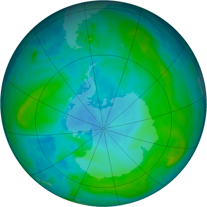 Antarctic ozone map for 08 February 1988